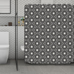 Black And White Geometric Floral Print Polyester Shower Curtain
