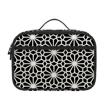 Black And White Geometric Floral Print Portable Lunch Bag