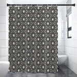 Black And White Geometric Floral Print Premium Shower Curtain