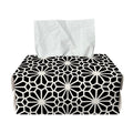Black And White Geometric Floral Print Rectangle Tissue Box Cover