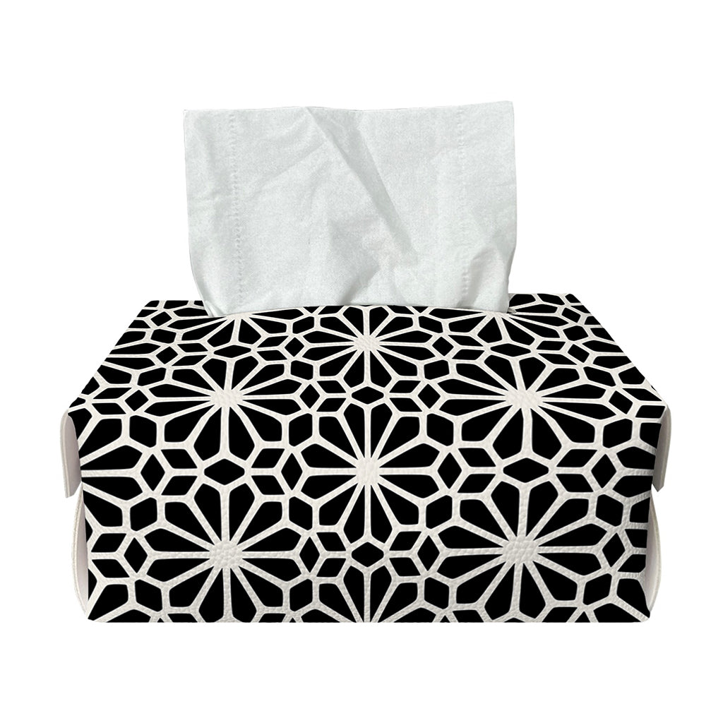 Black And White Geometric Floral Print Rectangle Tissue Box Cover