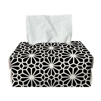 Black And White Geometric Floral Print Rectangle Tissue Box Cover