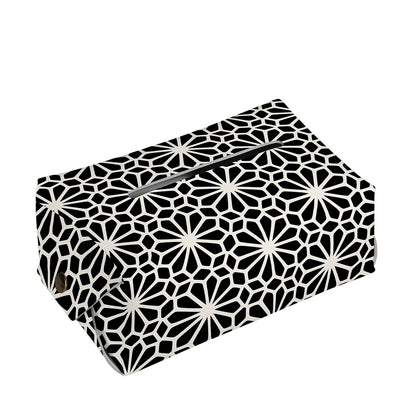 Black And White Geometric Floral Print Rectangle Tissue Box Cover