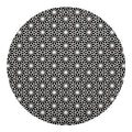 Black And White Geometric Floral Print Round Blanket