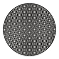 Black And White Geometric Floral Print Round Floor Mat