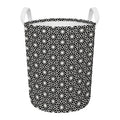 Black And White Geometric Floral Print Round Laundry Basket