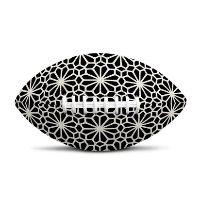 Black And White Geometric Floral Print Rugby Ball