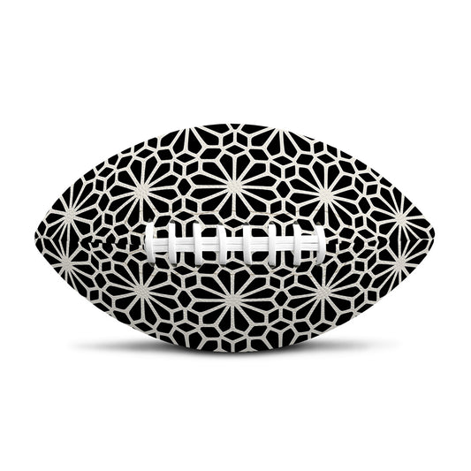 Black And White Geometric Floral Print Rugby Ball