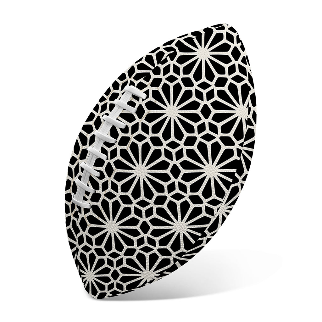 Black And White Geometric Floral Print Rugby Ball