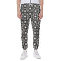 Black And White Geometric Floral Print Joggers