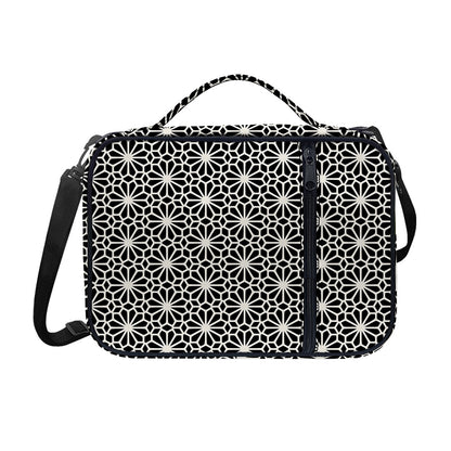 Black And White Geometric Floral Print Shoulder Strap Bible Bag