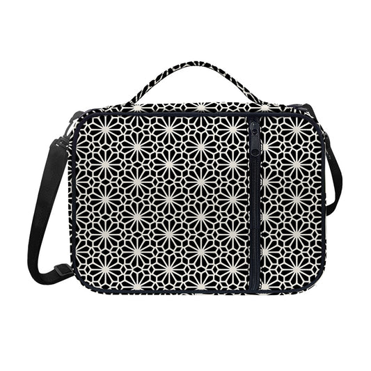 Black And White Geometric Floral Print Shoulder Strap Bible Bag
