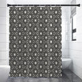 Black And White Geometric Floral Print Shower Curtain