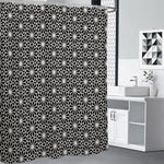 Black And White Geometric Floral Print Shower Curtain