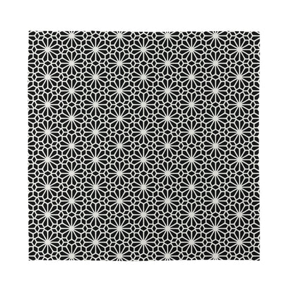 Black And White Geometric Floral Print Silk Bandana