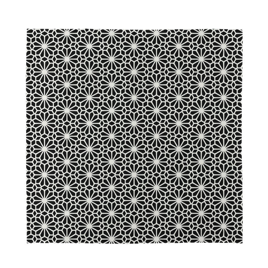Black And White Geometric Floral Print Silk Bandana