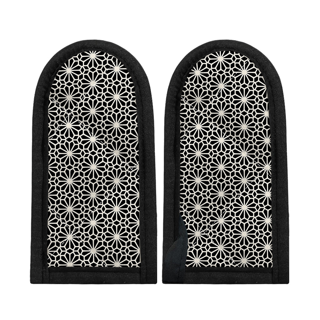 Black And White Geometric Floral Print Skillet Handle Cover