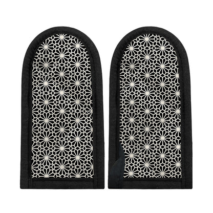 Black And White Geometric Floral Print Skillet Handle Cover