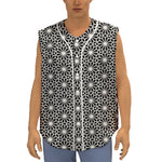 Black And White Geometric Floral Print Sleeveless Baseball Jersey