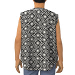 Black And White Geometric Floral Print Sleeveless Baseball Jersey