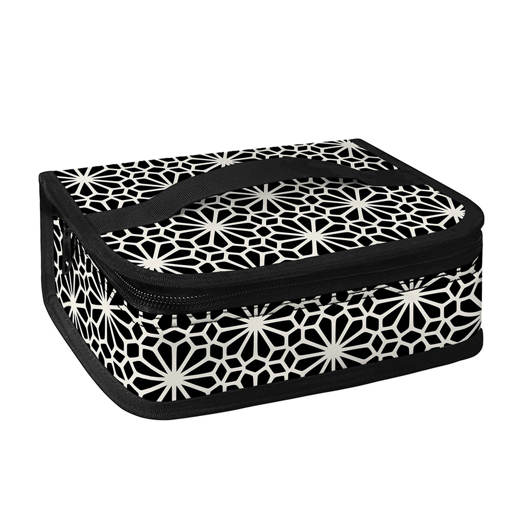 Black And White Geometric Floral Print Small Lunch Bag