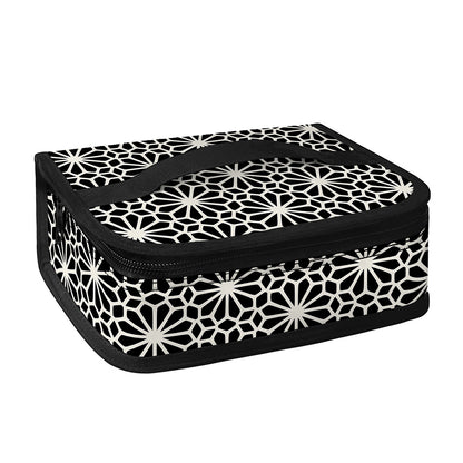 Black And White Geometric Floral Print Small Lunch Bag