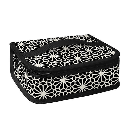 Black And White Geometric Floral Print Small Lunch Bag
