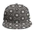 Black And White Geometric Floral Print Snapback Cap