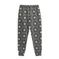 Black And White Geometric Floral Print Sweatpants