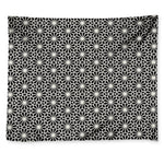 Black And White Geometric Floral Print Tapestry