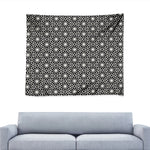 Black And White Geometric Floral Print Tapestry