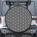 Black And White Geometric Floral Print Tire Cover