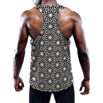Black And White Geometric Floral Print Training Tank Top