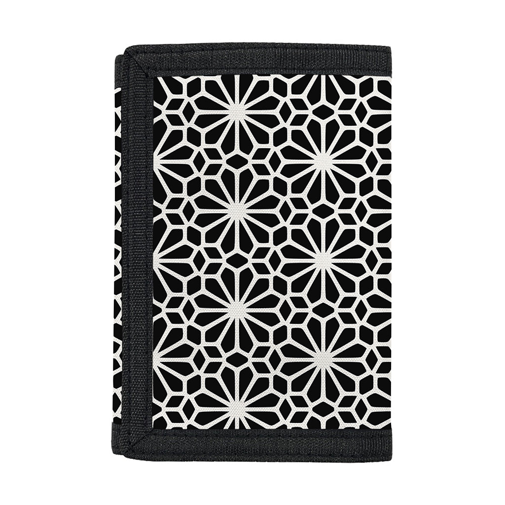 Black And White Geometric Floral Print Trifold Wallet