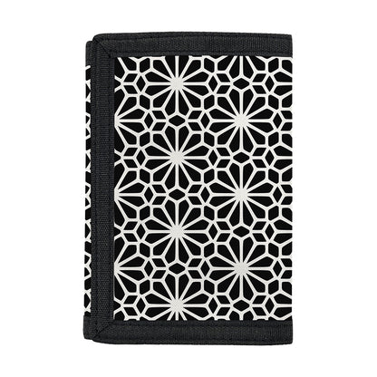 Black And White Geometric Floral Print Trifold Wallet
