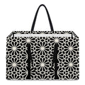 Black And White Geometric Floral Print Utility Tote Bag