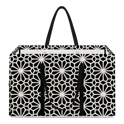 Black And White Geometric Floral Print Utility Tote Bag