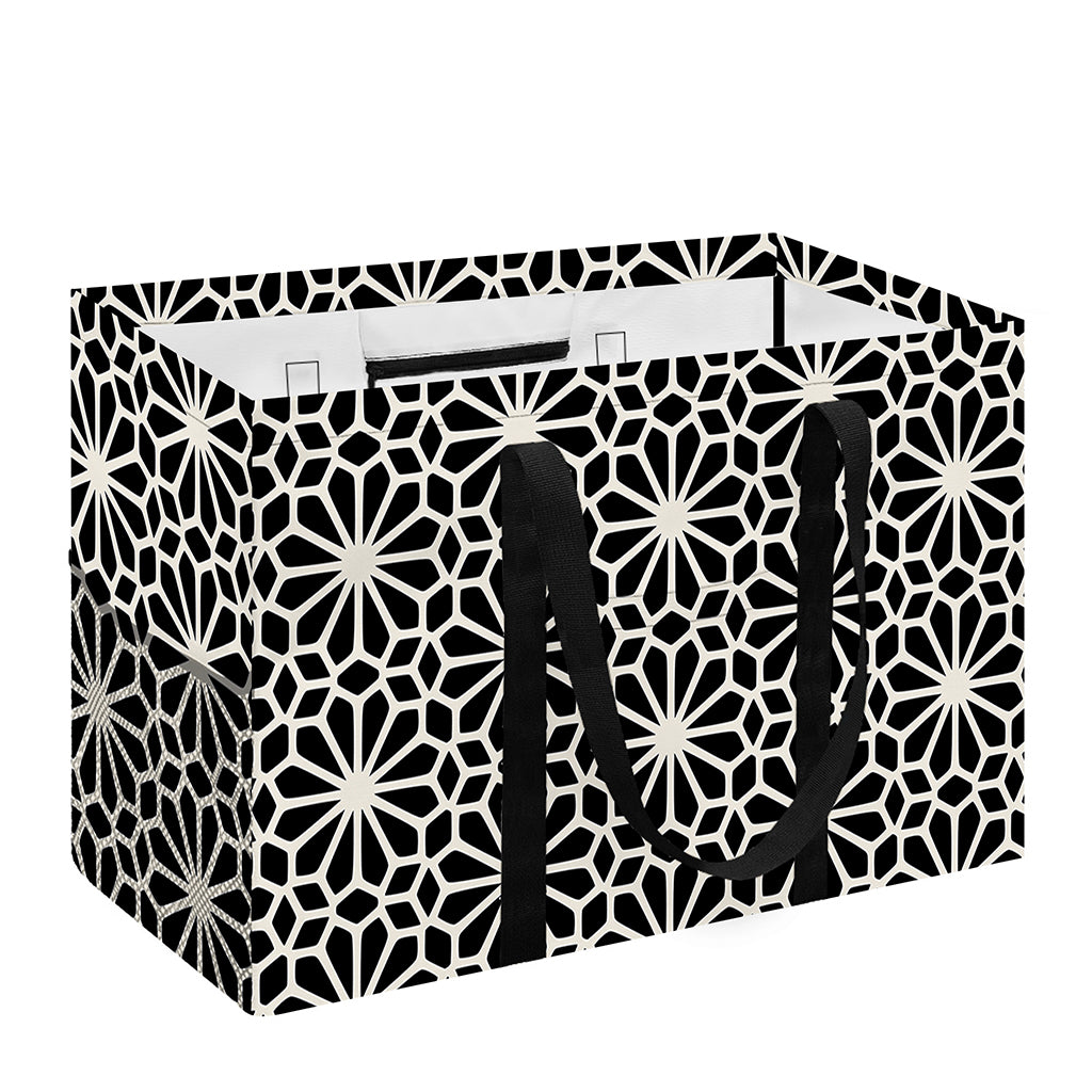 Black And White Geometric Floral Print Utility Tote Bag