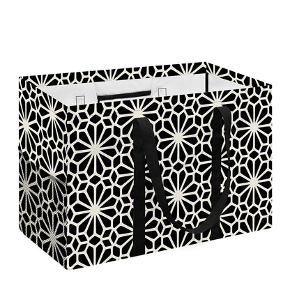 Black And White Geometric Floral Print Utility Tote Bag