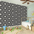 Black And White Geometric Floral Print Wall Sticker