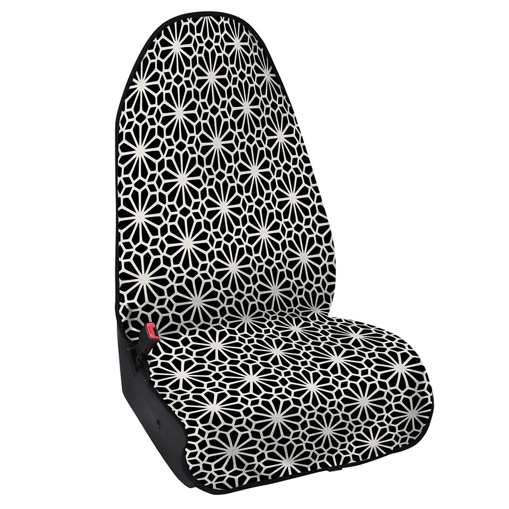 Black And White Geometric Floral Print Waterproof Car Seat Cover