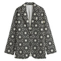 Black And White Geometric Floral Print Women's Blazer