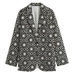 Black And White Geometric Floral Print Women's Blazer