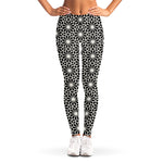 Black And White Geometric Floral Print Women's Leggings