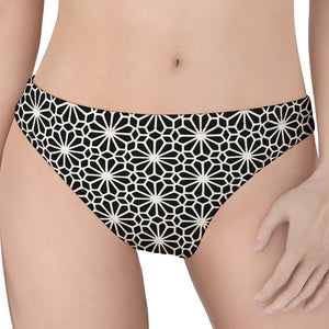 Black And White Geometric Floral Print Women's Thong