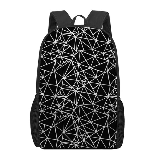 Black And White Geometric Mosaic Print 17 Inch Backpack
