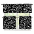 Black And White Geometric Mosaic Print 3 Piece Kitchen Curtains