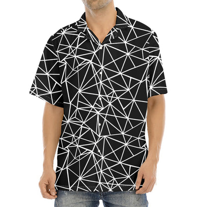 Black And White Geometric Mosaic Print Aloha Shirt