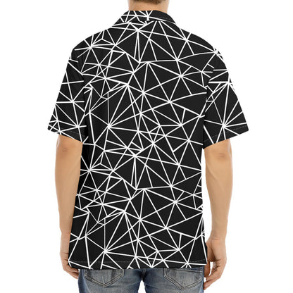 Black And White Geometric Mosaic Print Aloha Shirt