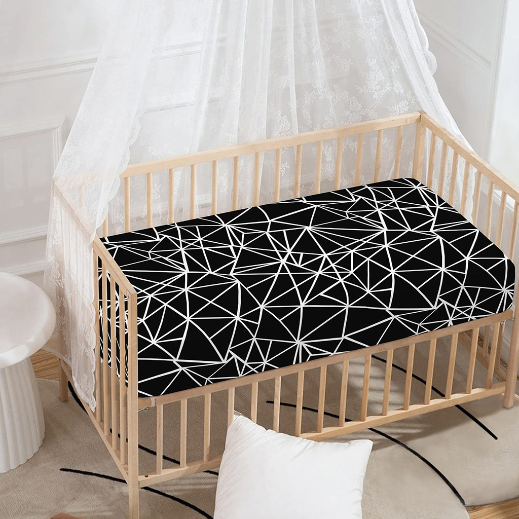 Black And White Geometric Mosaic Print Baby Crib Sheet